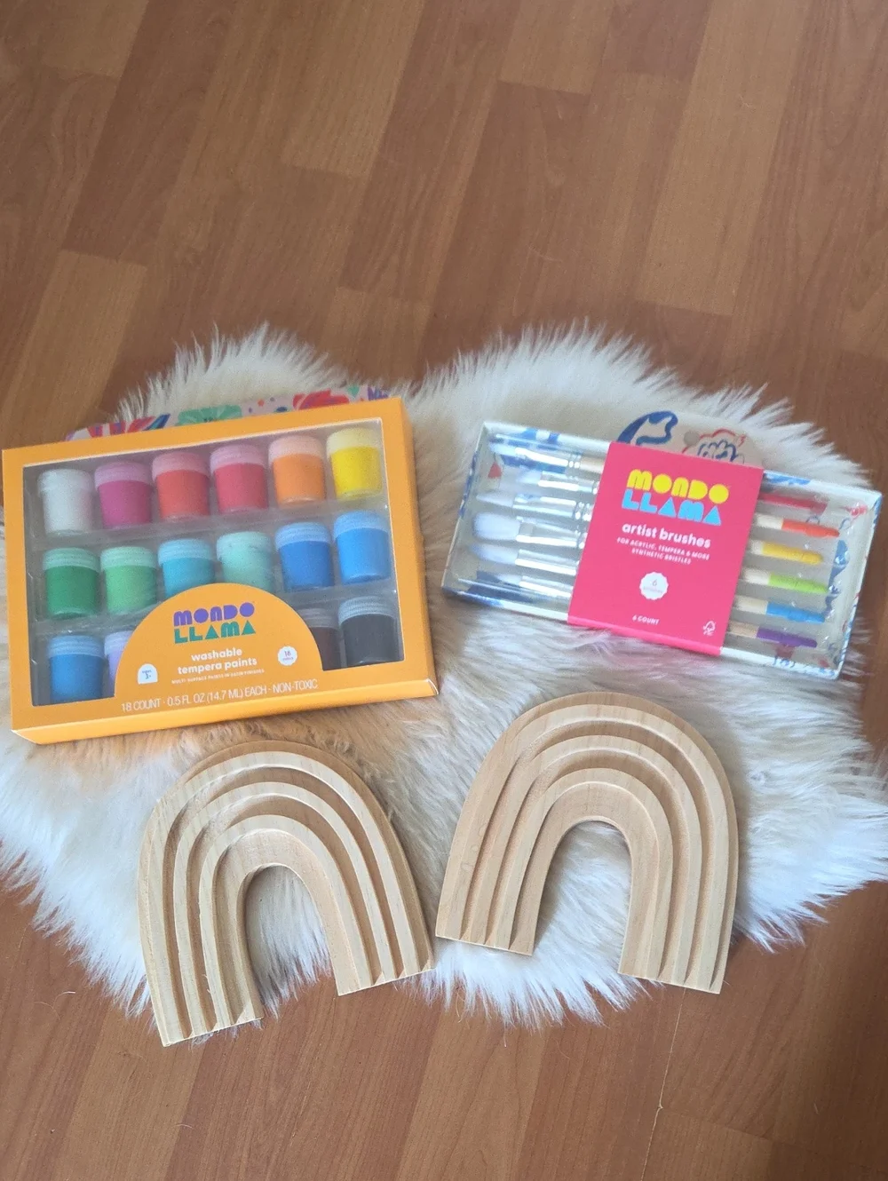 Mondo Llama Kids Paint Set with Brushes Wood Craft